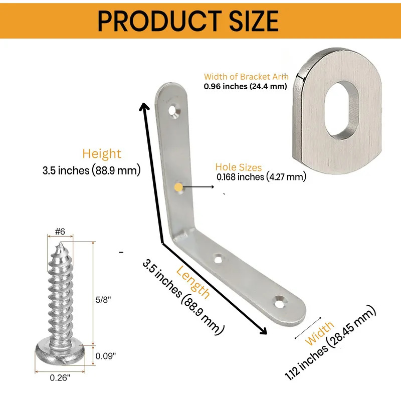3.5 X 3.5 Inch L Brackets | Zinc Plated Corner Brackets | 90 Degree Metal Brackets For Wood | L Brackets With Screws | Heavy Duty L Brackets For Shelves | LB-3.5.ZP