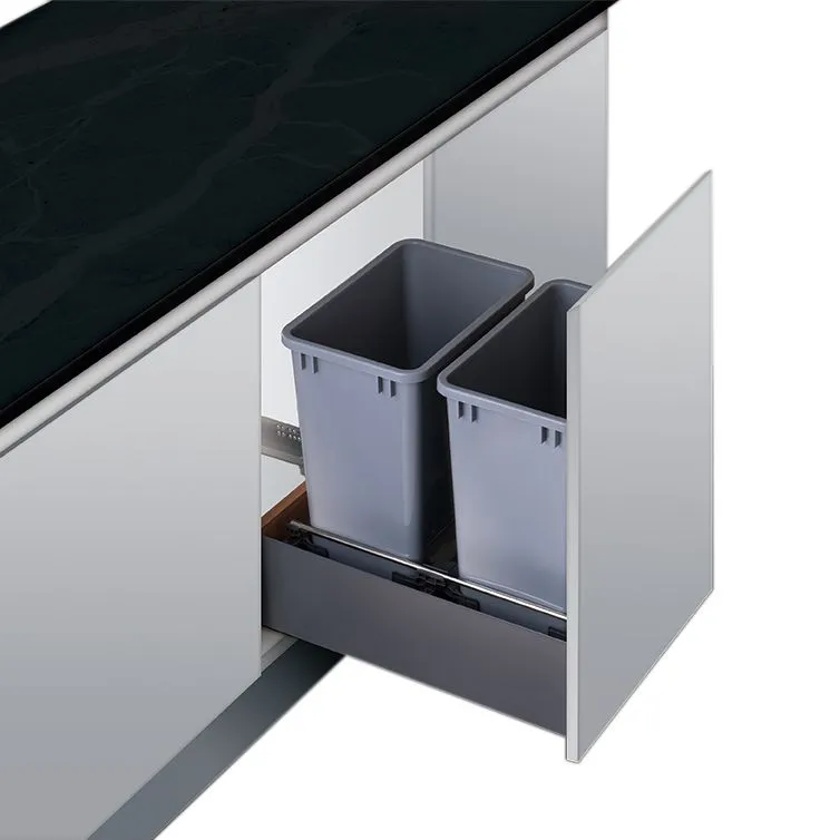 Bottom Mount Trash Can Pull Out | Soft Close Pull Out Trash Can Cabinet | 35QT Pull Out Trash Can Cabinet | Kitchen Pull Out Trash Can | 72BMSC1821DBL