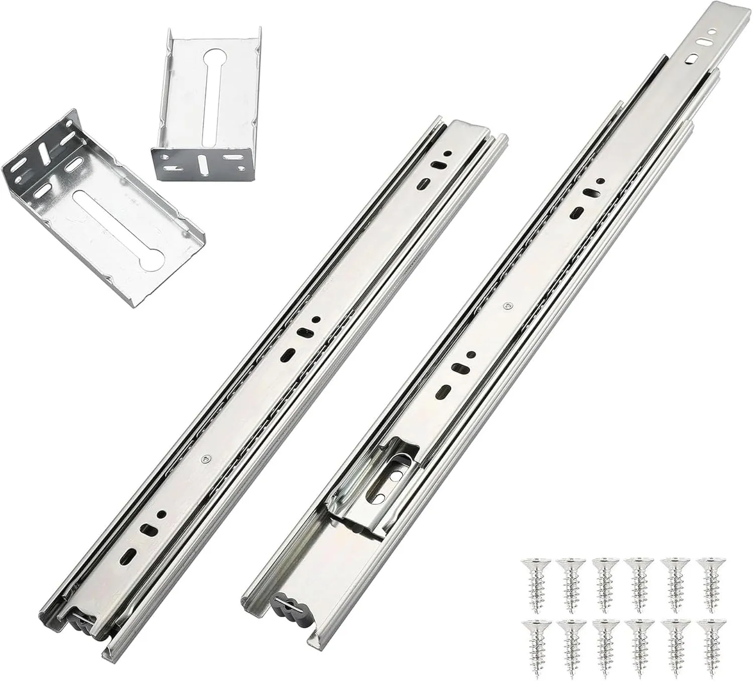 16 Inch Standard Duty Ball Bearing Slides | Ball Bearing Drawer Slides | Zinc and Black Plated Full Extension Drawer Slides